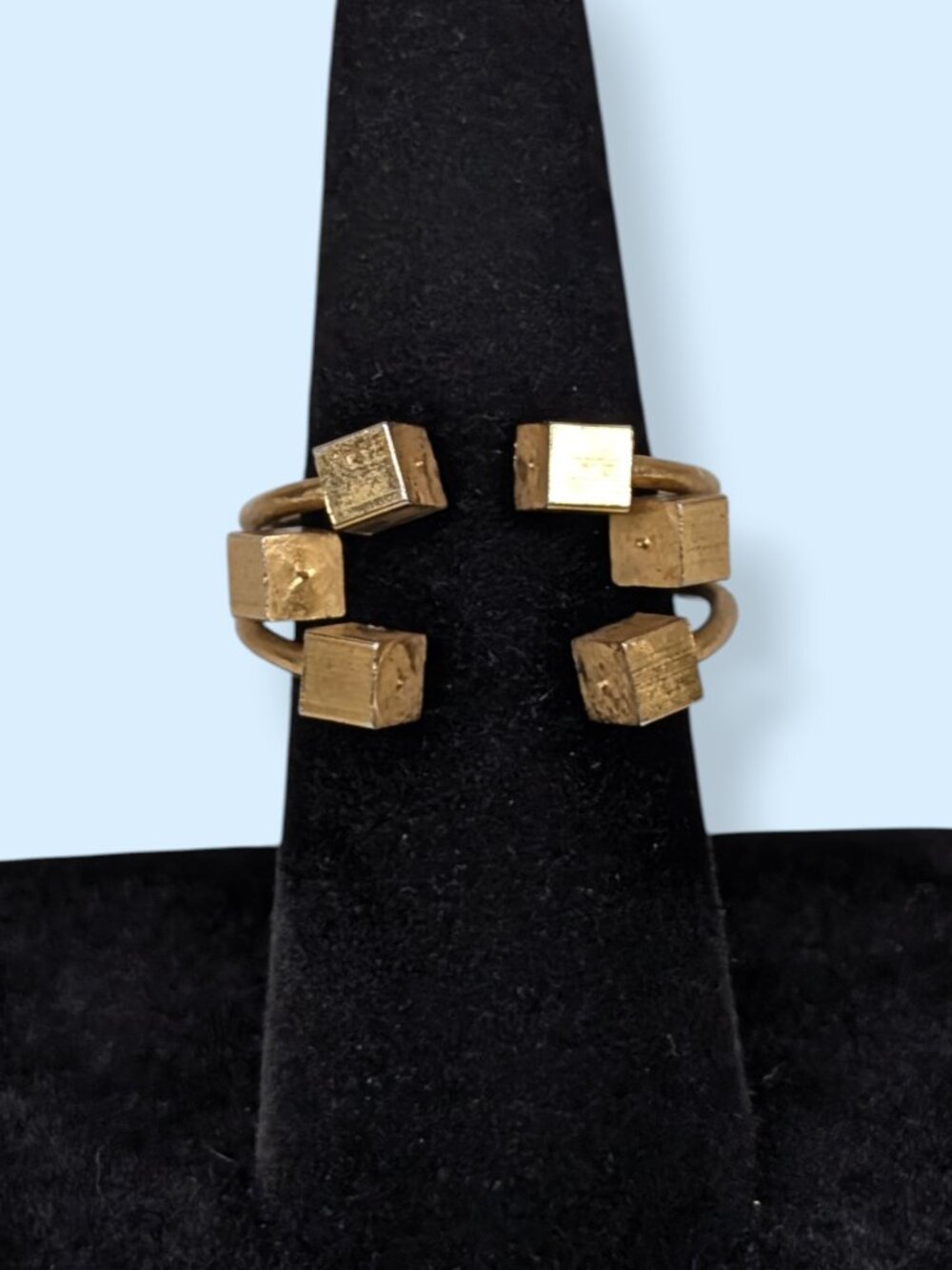 Gold Tone Open Front Cube Ring